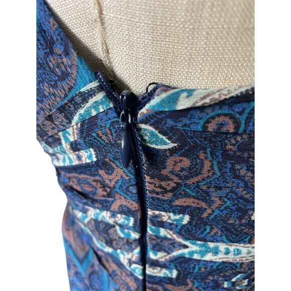 Intermix Mury 100% Silk Paisley Print Tiered Maxi Dress in Blue Boho Size Small - Picture 8 of 10